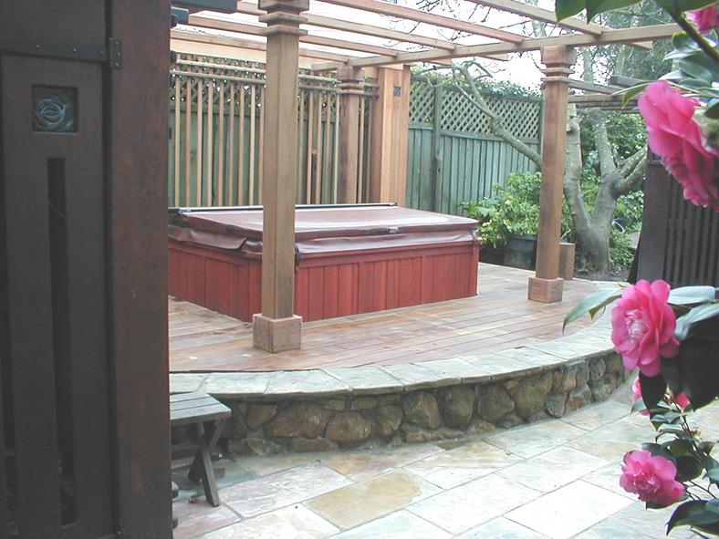 Arbor, Hot Tub & Stone Work